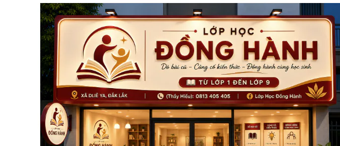 Bảng hiệu Lớp Học Đồng Hành với nhận diện vàng đỏ